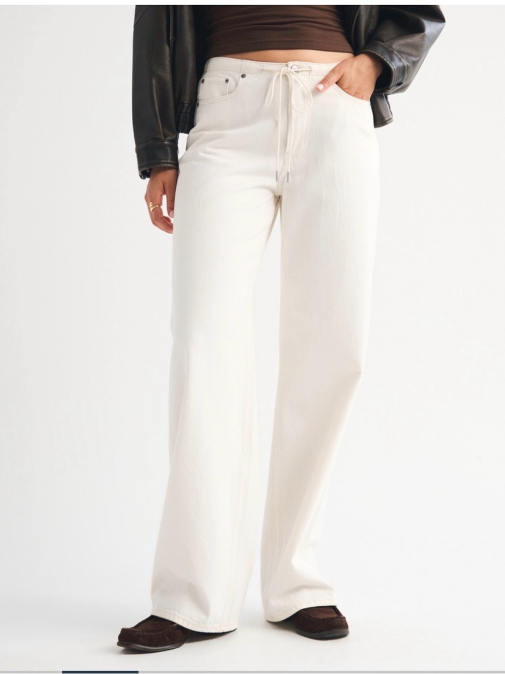 Abercrombie & Fitch Cream Wide-Leg Pants